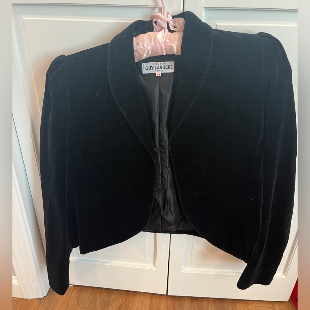 Guy Laroche Vintage 90s Velvet Velour Black Jacket